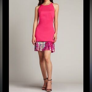 SHO by Tadashi Shoji SELENA NEOPRENE SEQUIN-FRINGE MINI DRESS Size XL NWT